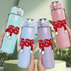 1PC Sis Bro Text Slogan Print 750ml Color Plastic Sports Water Bottle Leakproof Flip Straw Lid Suitable for Sports Office Home Use