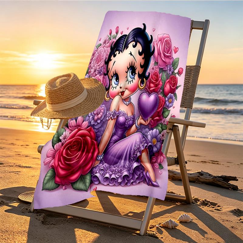 Doll Print Beach Towel Design, Soft, Lightweight. for Home Bathroom, Spa, Pool, Yoga, Surfing, Camping, Gift for Family, Friend