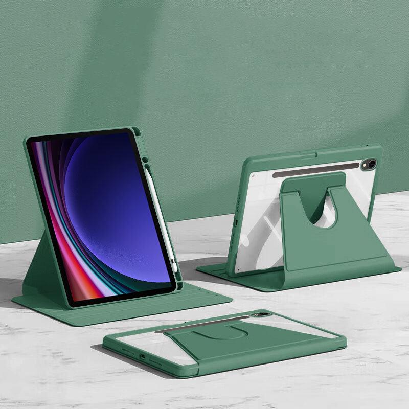 360° Rotating Case For Samsung Galaxy Tab S9 S10 FE Lite 10.9'' 11'' Swiveling Stand Clear Back Cover With Pencil Holder