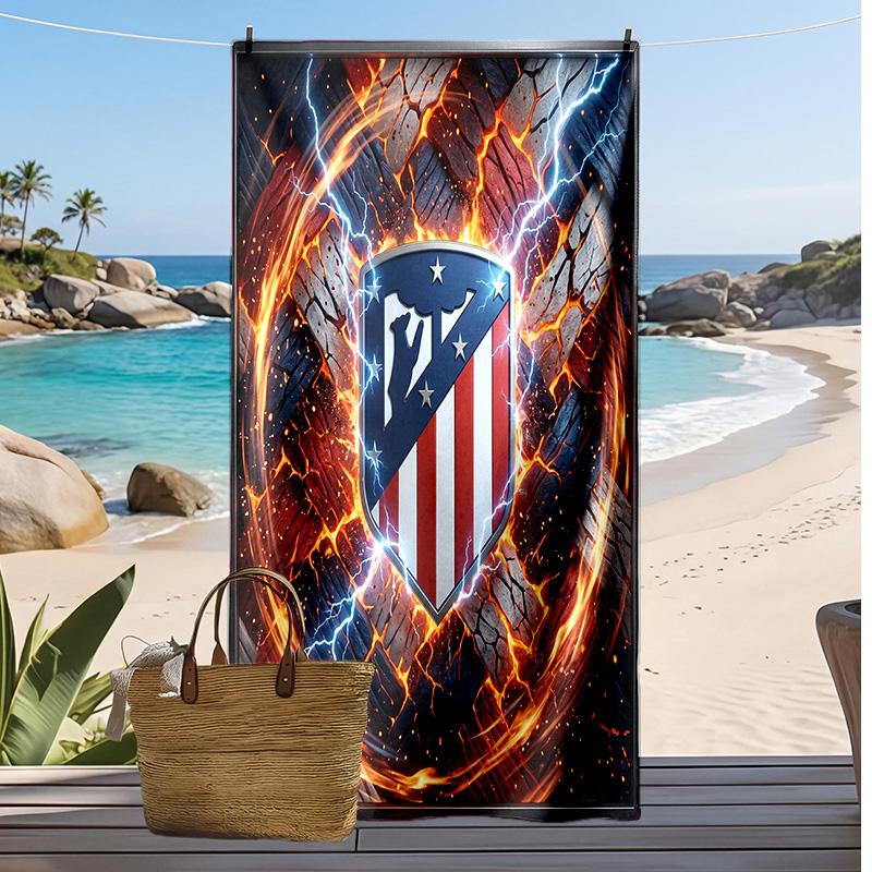 Toalla de Playa Estampada del Atlético de Madrid Secado Rápido Suave Portátil Grande Rectangular Manta de Playa para Viajes Piscina