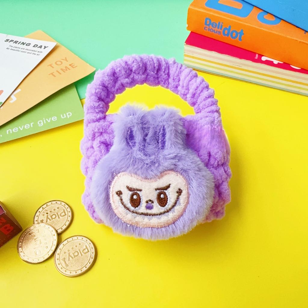 New Labubu Plush Wallet Hand Knitted Bluetooth Earphones Data Cable Storage Bag Protective Cover CLE