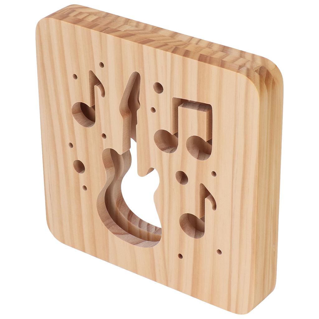 LED Night Light Unique Guitar Hollow Design 3D Wooden Night Lamp for Living Room Bedroom Bedside
