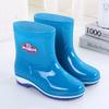 Short tube fashion rain shoes women's winter velvet adult warm rain boots waterproof shoes wear-resistant kitchen rubber shoes non-slip