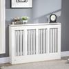Modern and Elegant Slatted Radiator Cover for the Home, in MDF and Steel, 120x18x84cm, White