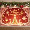 Christmas Party Banner Gold Decorative Holiday Banner Festive Banner Golden Ornament For Holiday Party Festive Event Christmas