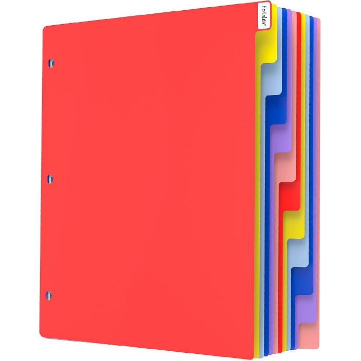 HABGP 12 Tab Dividers for 3 Ring Binder, 12 Pcs Multicolor 3 Ring Binder Dividers with Tabs, Page Folder Dividers, Plastic Tabbed File Dividers with 1 set (12 pcs)