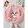 European Sizes Girls' Cute Dog Valentine Vibes Cap Sweatshirt, Loose Fit Long Sleeve Pullover with Playful Graphic Design