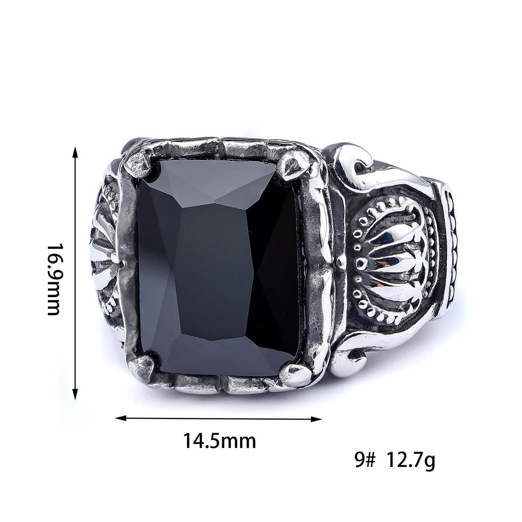 New Red and Black Zircon Men's Hip-hop Ring