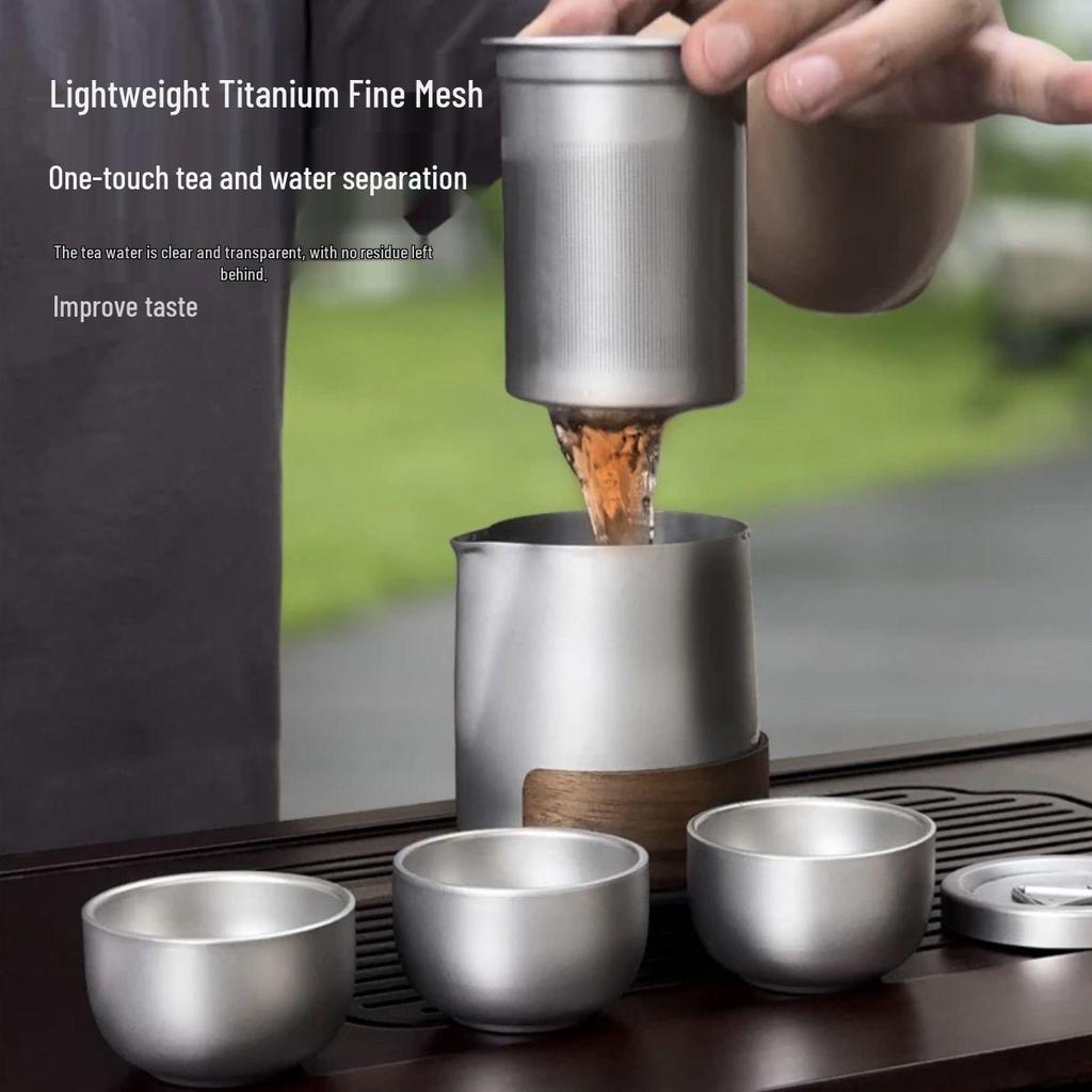 Portable Pure Titanium Tea Set: Anti-Scald, Outdoor Camping, Travel-Friendly Tea Maker