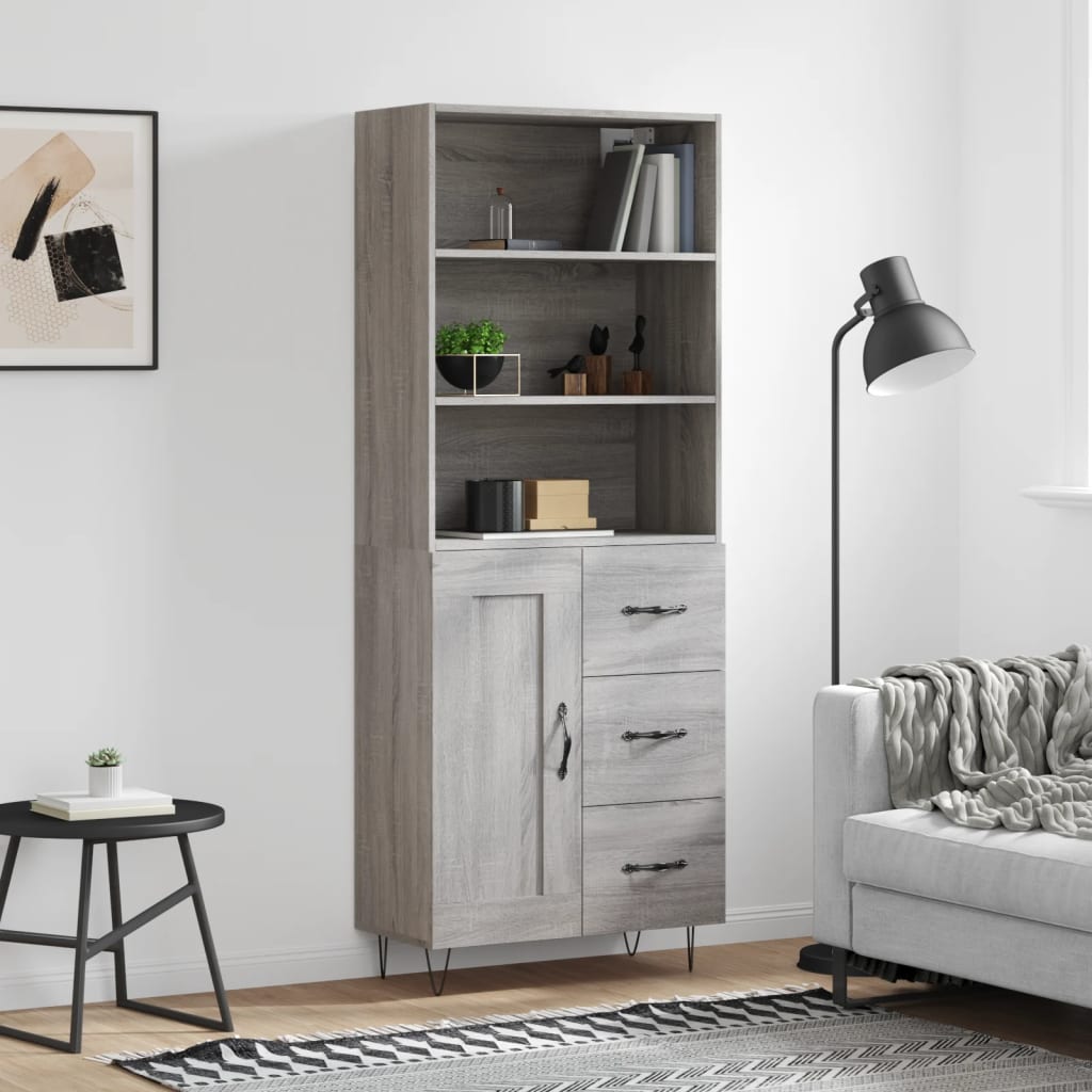 Highboard Gray Sonoma 69.5 x 34 x 180 cm Particleboard