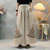 New Chinese Jacquard Ethnic Cotton-Linen Women's Skirt-Pants: Loose, Retro, Wide-Leg Trousers