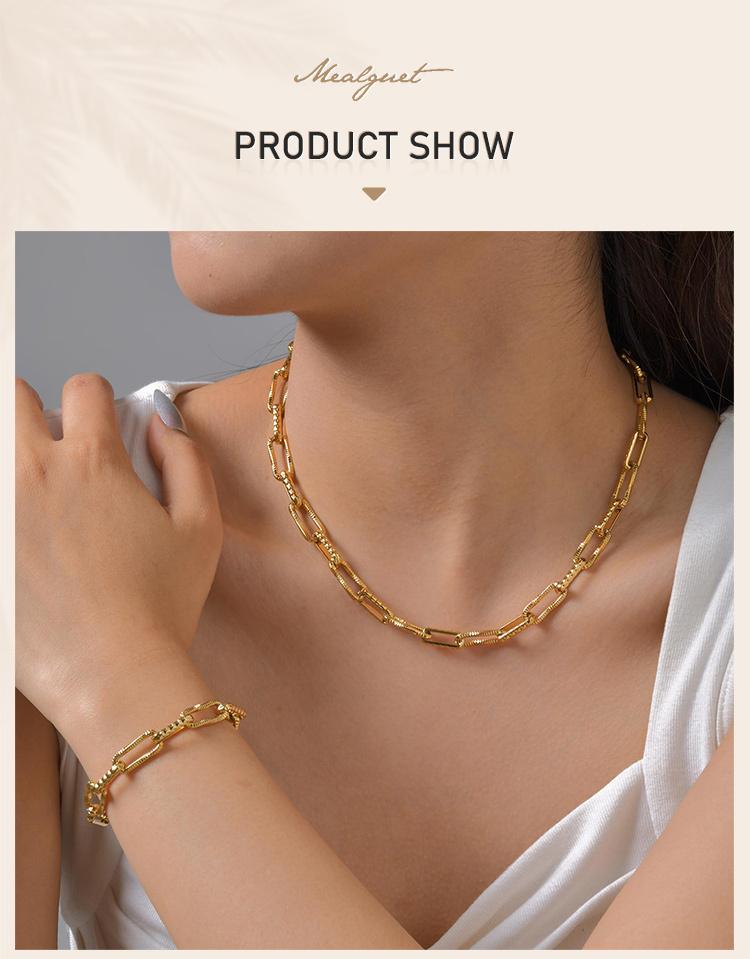 Gliederkette aus Edelstahl, vergoldet, Paperclip-Kette Choker-Halskette für Damen, Sommer Minimalistischer Schmuck