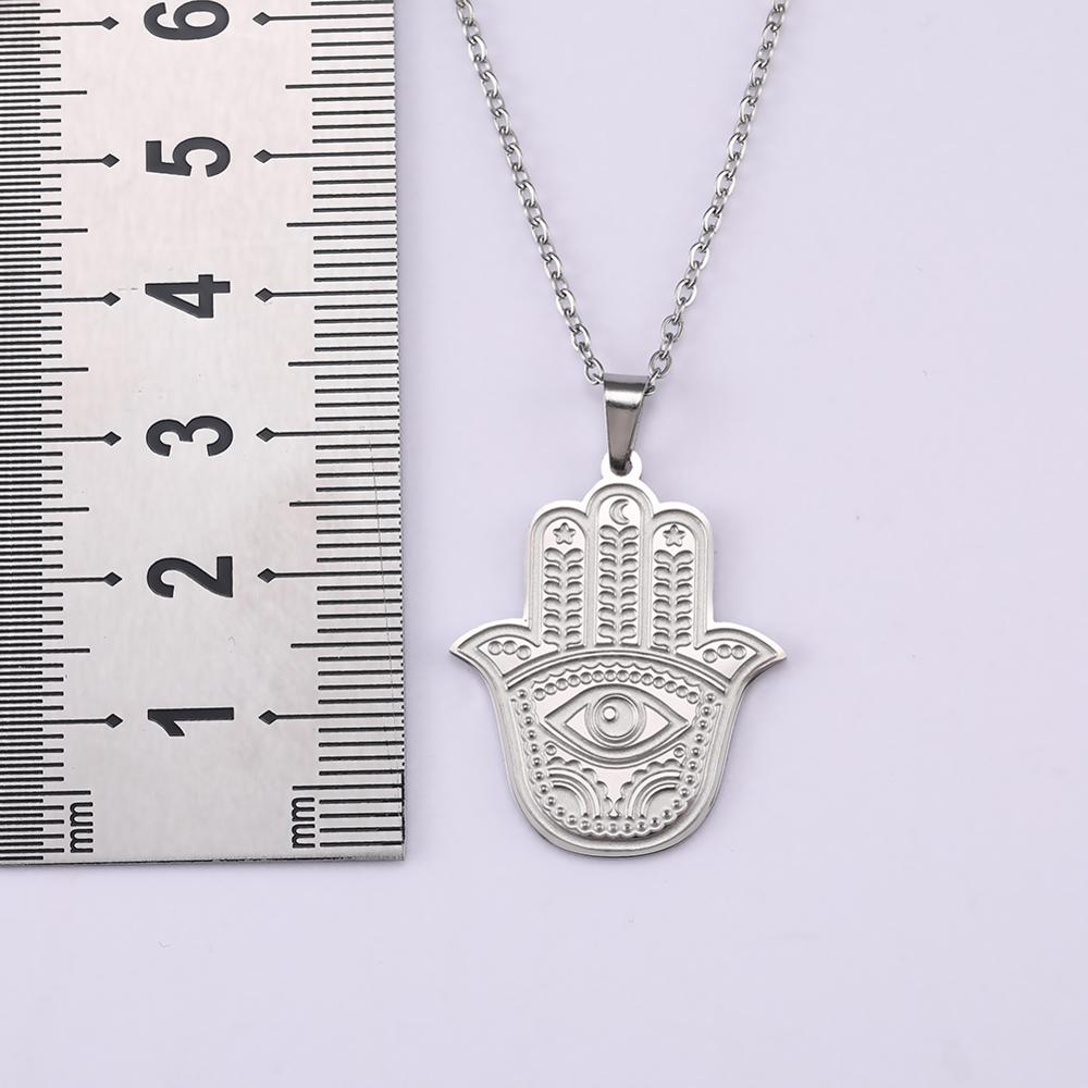 Lemegeton Hebrew Hamsa Fatima Hand Necklace Stainless Steel Judaica Women's Neck Chain Choker Lucky Protection Jewelry Gift