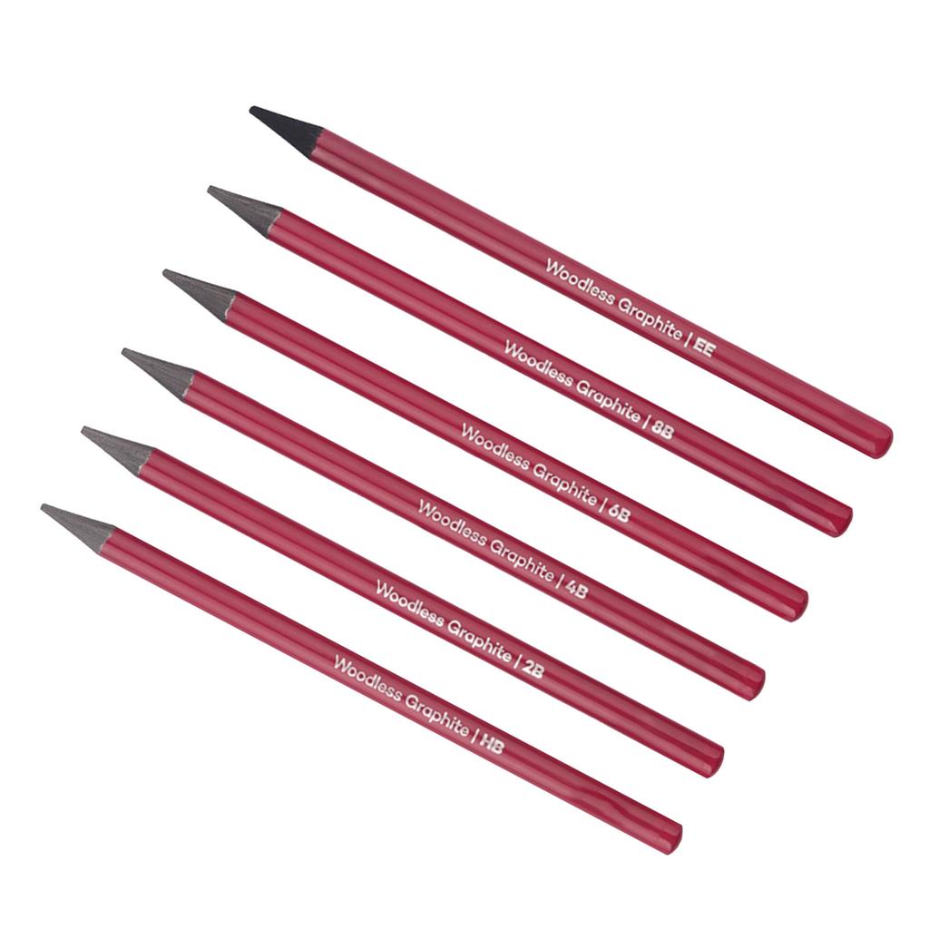 6 PCS Graphite Pencil Set HB 2B 4B 6B 8B EE Professional Woodless Graphite Pencils for Drawing Sketching Shading