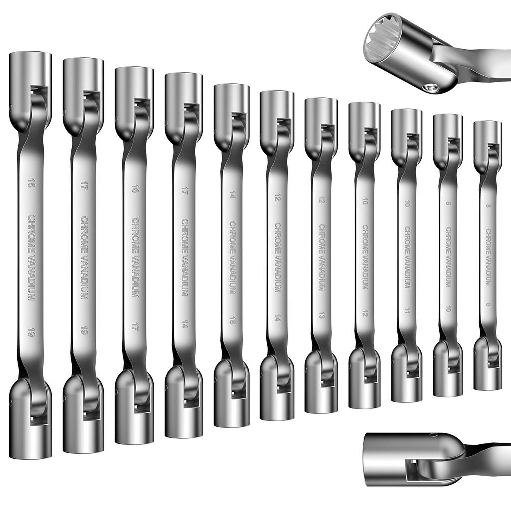 New Double End Swivel-Socket Wrench Tool Activity Sockets Set Tools Metric Swivel Head Flexible Socket Wrench Spanner Steel Tool