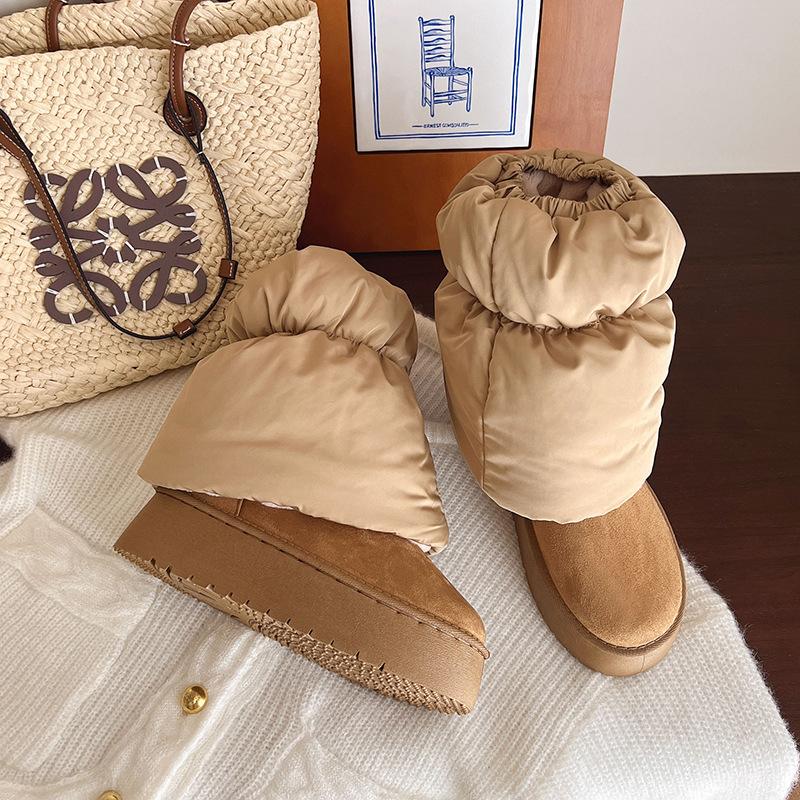 

Женские большие размеры Двойная носка Мягкая подошва Зимние теплые Нескользящие Мех Один Снежные ботинки Подкладка с мягкой подкладкой Ботильоны Нескользящие Спортивные штаны Труба Хлопковые ботинки 41 малиновый