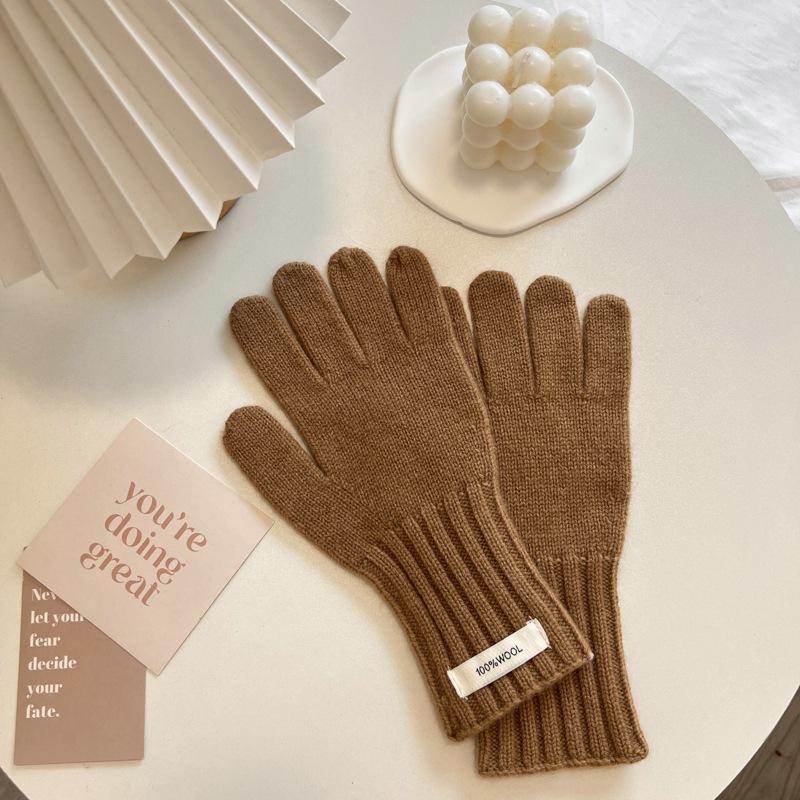 

Вязаные перчатки из австралийской шерсти для женщин с открытыми пальцами и сенсорным экраном для защиты от холода и тепла во время езды на велосипеде One Size