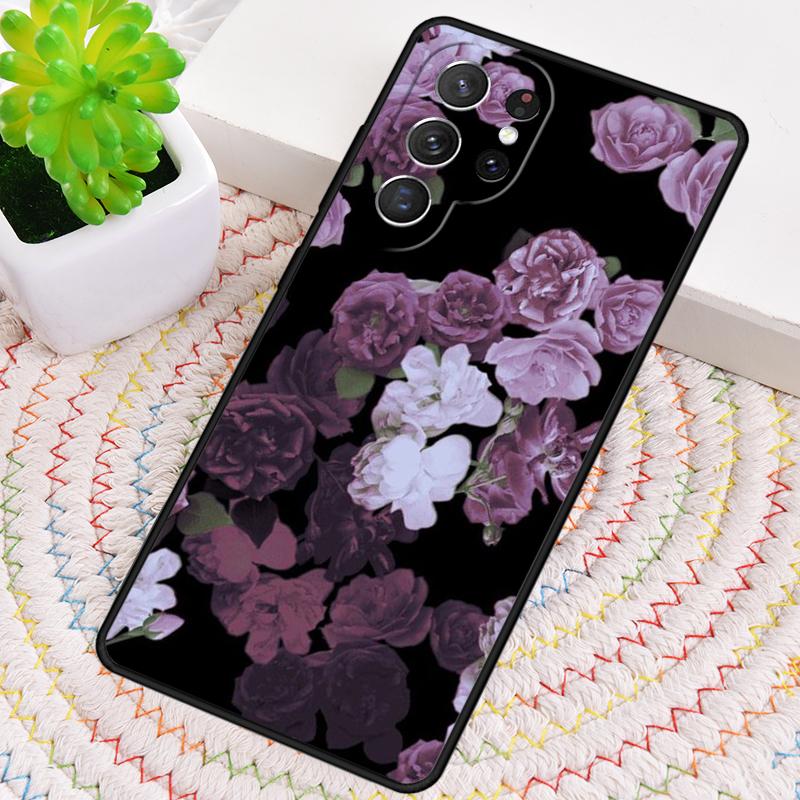 Midnight Floral Silicone Phone Case For Samsung Galaxy note 10 pro S26 S25 S24 S23 S22 S21 Plus S25Ultra Capa Cover