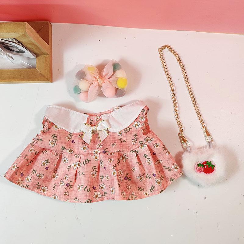 Medium Bear Outfit - Blue Pink Striped Carrot Overalls Set