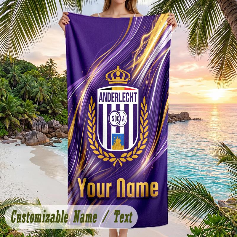 Beach Towel Anderlecht FC Print Custom Name Text Soft Towel for Swimming Pool