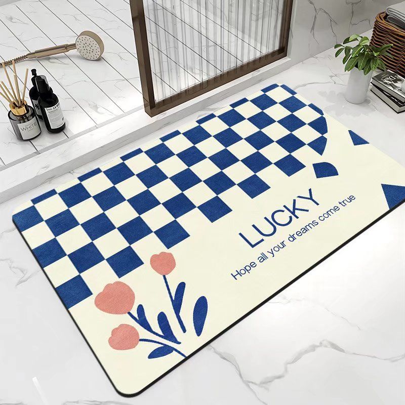 Diatom mud cushion toilet absorbent pad toilet door non-slip foot pad quick drying toilet bathroom floor mat oval