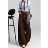 Retro High-Waist Coffee Wide-Leg Jeans for Women - Loose, Slimming, Spicy Straight-Leg Pants