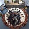 Wolf Chief Round Area Rug,Carpet Rug for Living Room Bedroom Sofa Playroom Decor,Non-slip Floor Mat