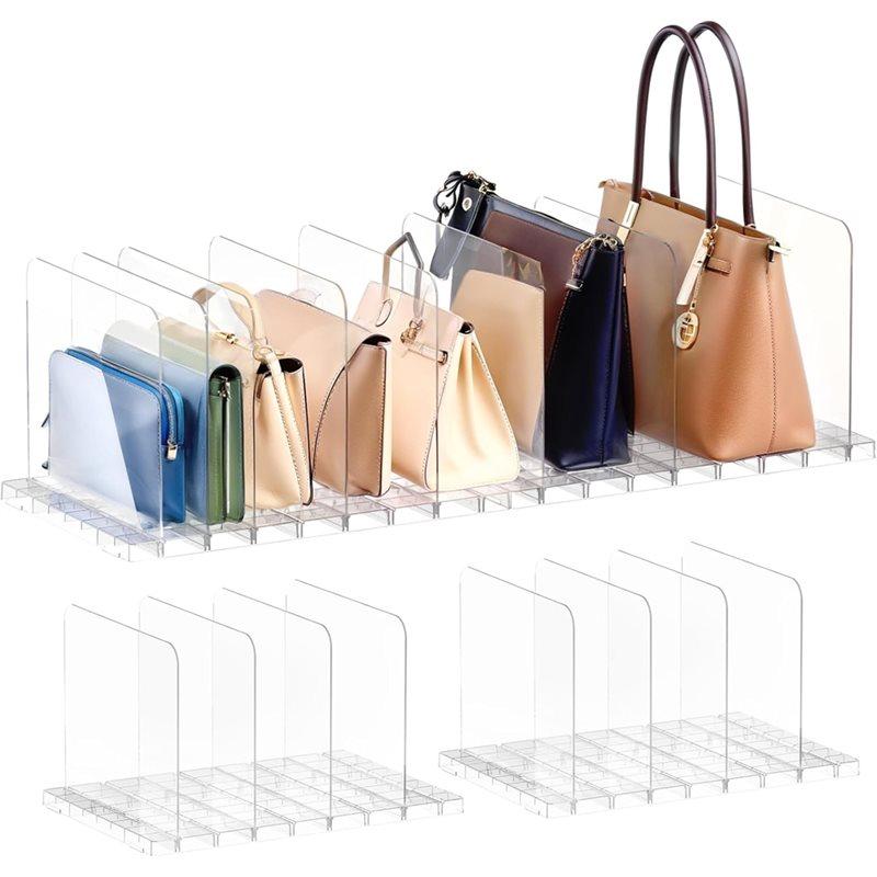 

Adjustable Clear Shelf Dividers Stackable Handbag Storage Shelf Keep Clutch,For Bedroom Bag, Pocketbook Upright,