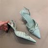 Niche Socialite High Heels Women's Spring 2025 French Temperament Elegant Bow Pointed Thin Heel Bag Head Sandals