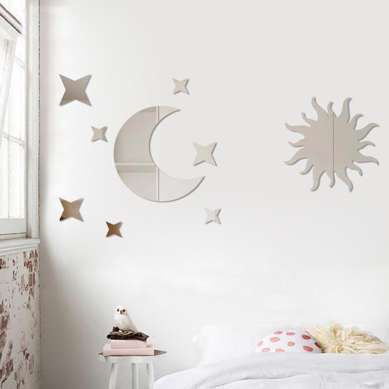 

3D Акриловые Зеркальные Наклейки на Стену Астронавт Ракета Планета Космический Корабль Настенные Декали для Спальни Мальчика Детской Комнаты Декор