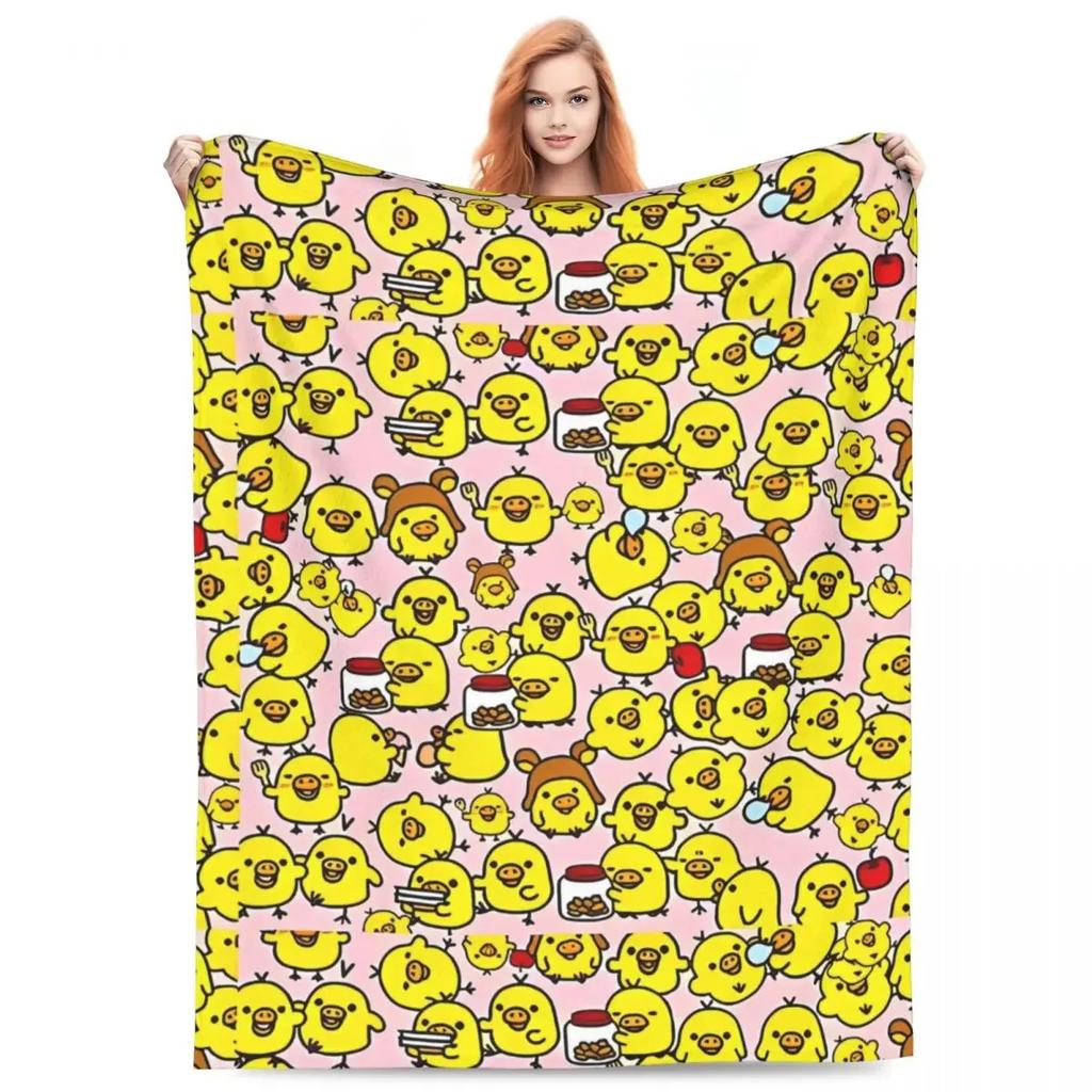 Super Warm Rilakkuma Cartoon Plush Throw Blanket for Bed Cover Home Decor and Picnic Flannel Bedspread