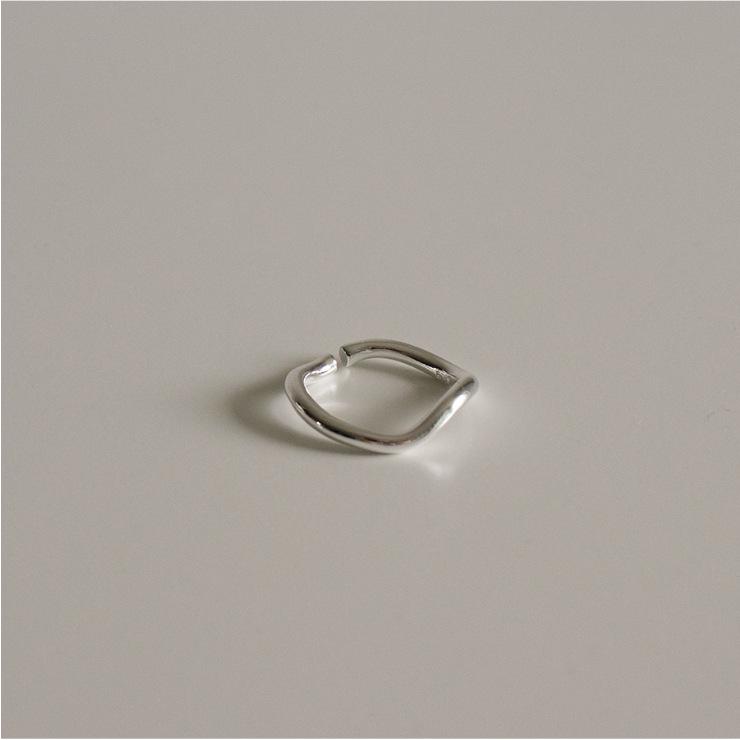 S925 Sterling Silver Geometric Wave Open Ring - Women s Luxury Design, High-End Cool Style Adjustable Open