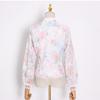 Small Fresh Fairy Long Dress Temperament Retro Floral Waist Standing Collar Large Swing Skirt Suit Women
