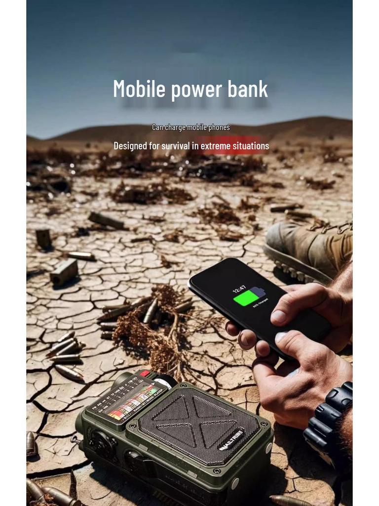 Emergency Solar Hand-Crank Radio and Flashlight for Disaster Preparedness