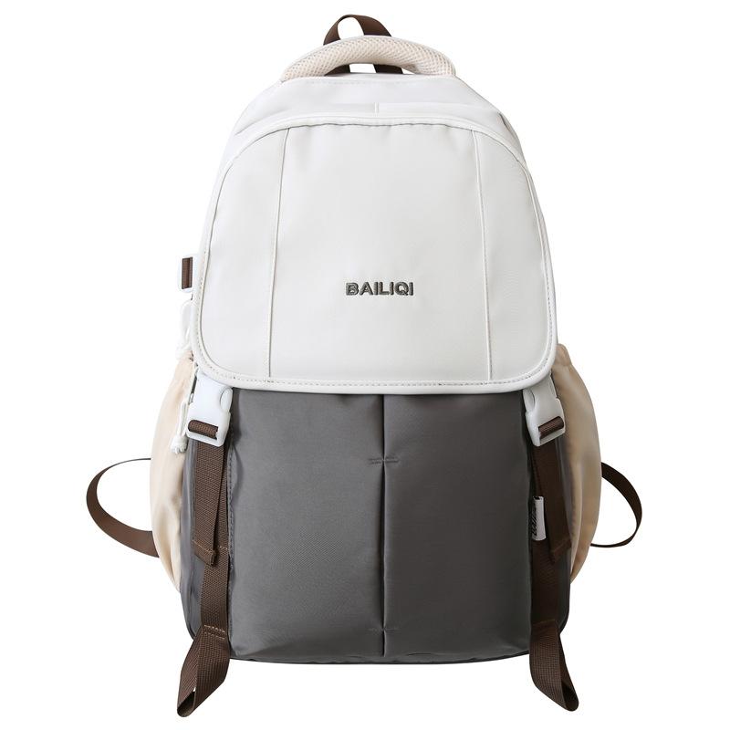 

Color Block Student Schoolbag Unisex Backpack Women Large Capacity Backpack коричневый