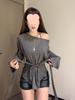 Off-Shoulder Sun Protection Cardigan T-Shirt - Women's Loose Long-Sleeve Trendy Summer Top