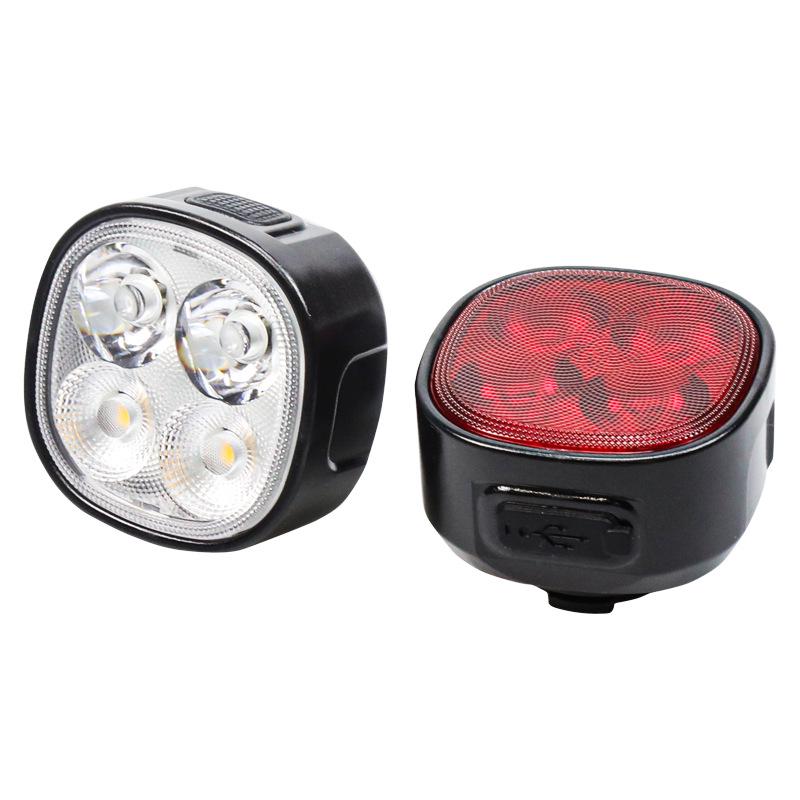 High-Brightness 4-LED Bicycle Front & Rear Light Set with Safety Taillight