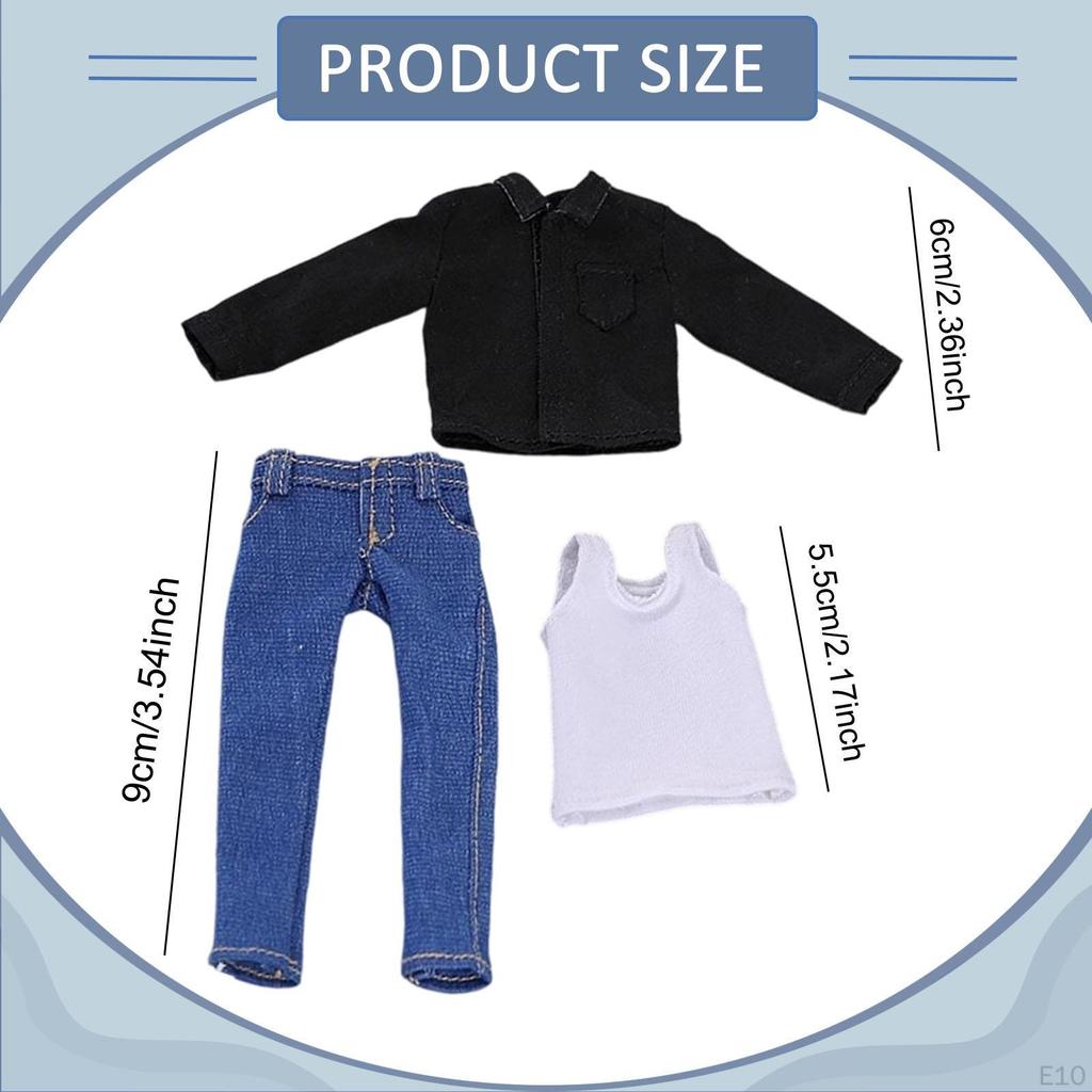 1/12 Male Figure Clothes Vest Shirt and Jeans Accessories Dress up Classic Men's Casual Outfits for
