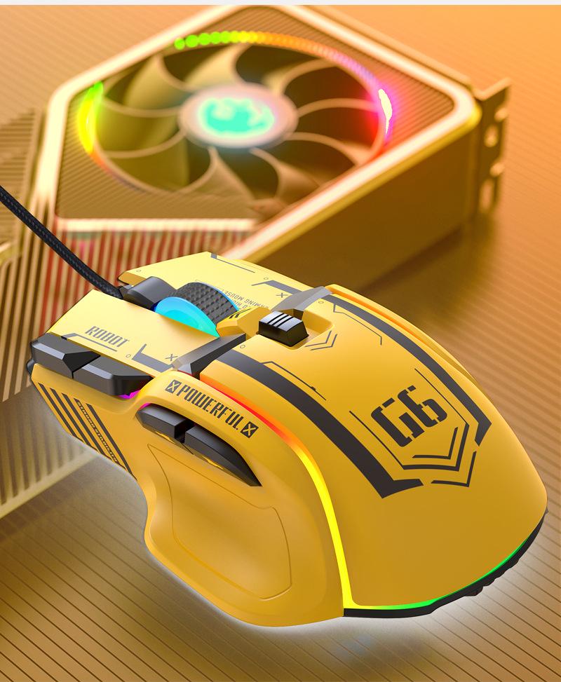 G6 Wired Mechanical Gaming Mouse with RGB Lighting and Macro Programming