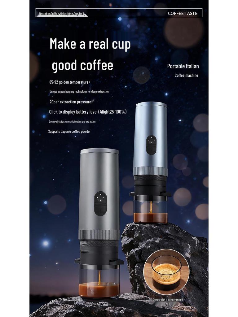 Portable Capsule Coffee Grinder & Espresso Machine with Wireless Heating