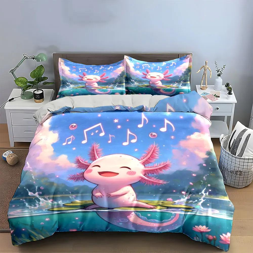 "Cartoon Axolotl Decor Set" Soft Comfortable Duvet Cover Bedding Set Included 1*Duvet Cover & 2*Pillowcases Gift