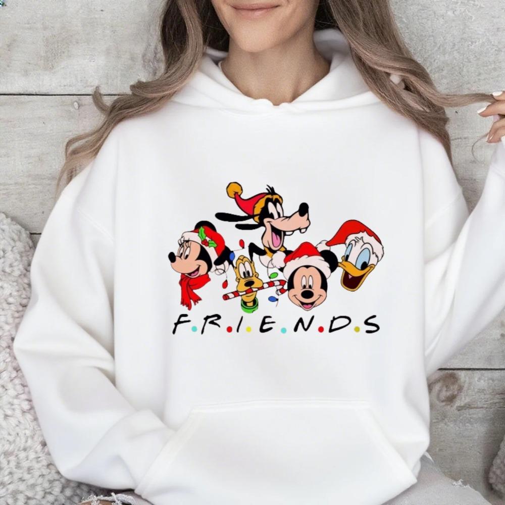 Disney Οικογενειακές Εμφανίσεις, Χριστουγεννιάτικο Πολύχρωμο Φούτερ με Κουκούλα Mickey Mouse, Μοντέρνο Αμερικανικό Brand Casual Φαρδύ Τοπ