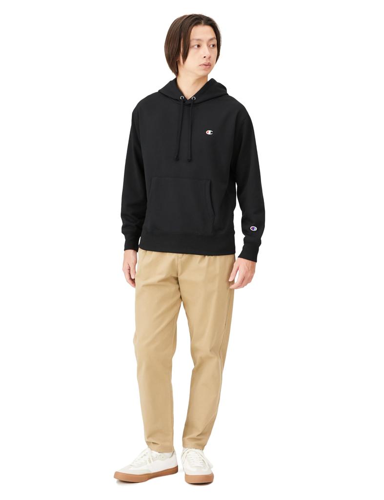 Hoodie Long Sleeve One Point Logo Hooded Sweatshirt Sports Black M [Champion] Men's C3-XS151