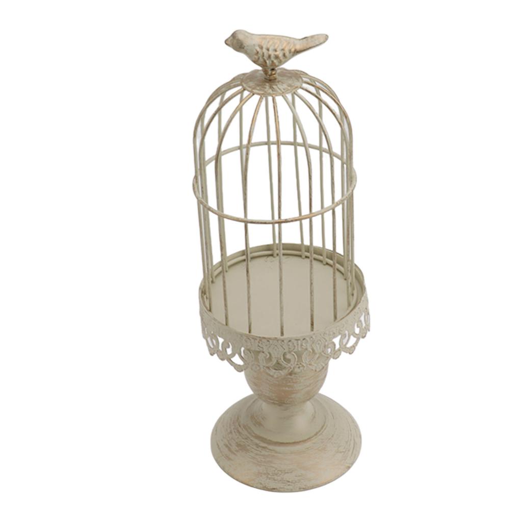 Vintage Candle Holder Iron Bird Cage Shape Candlestick Detachable Stable Base Desktop Decoration for Bedroom Restaurant Hotel