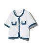 Vivabrown 85-Vivaj053 Color Shape Crop Tweed Half Jacket White
