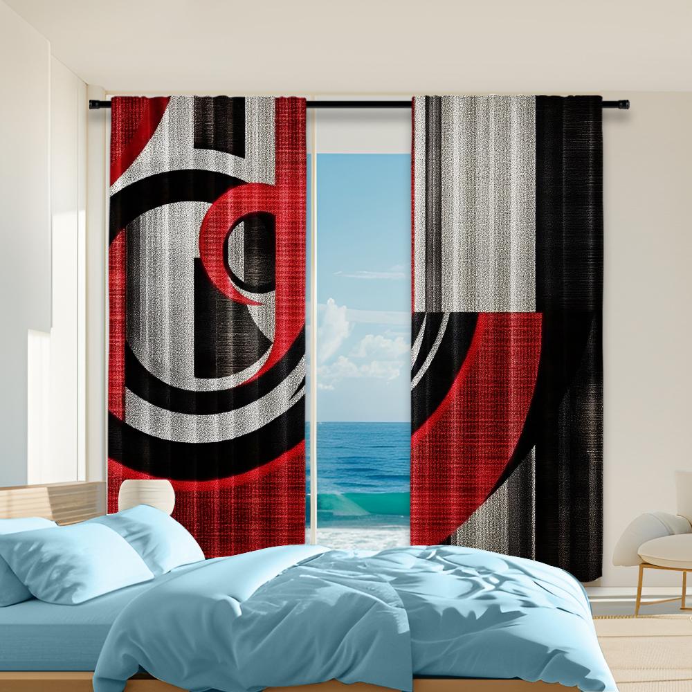 

2Pcs Abstract Curtains Rod Pocket Design For Easy Installation Window Drapes For Bedroom Living Room Home Decor Window 29x65in(75x166cm)