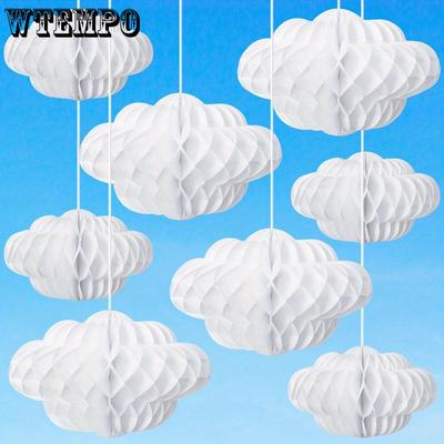20 Stück Wolkendekorationen Hängende Tissue Pompons Waben Deko Künstliche Wolken Ornamente Wolken Waben Hängende Dekorationen