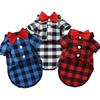 Pet T-Shirt Plaid Printing Bow-knot Decor Polyester Turndown Collar Dog Costume Shirt for Daily Life