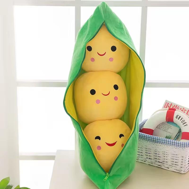 25CM Pea Pod Plush Toy Cute Cartoon Pea Plush Peasecod Stuffed Dolls Toys for Children Christmas Birthday Gift