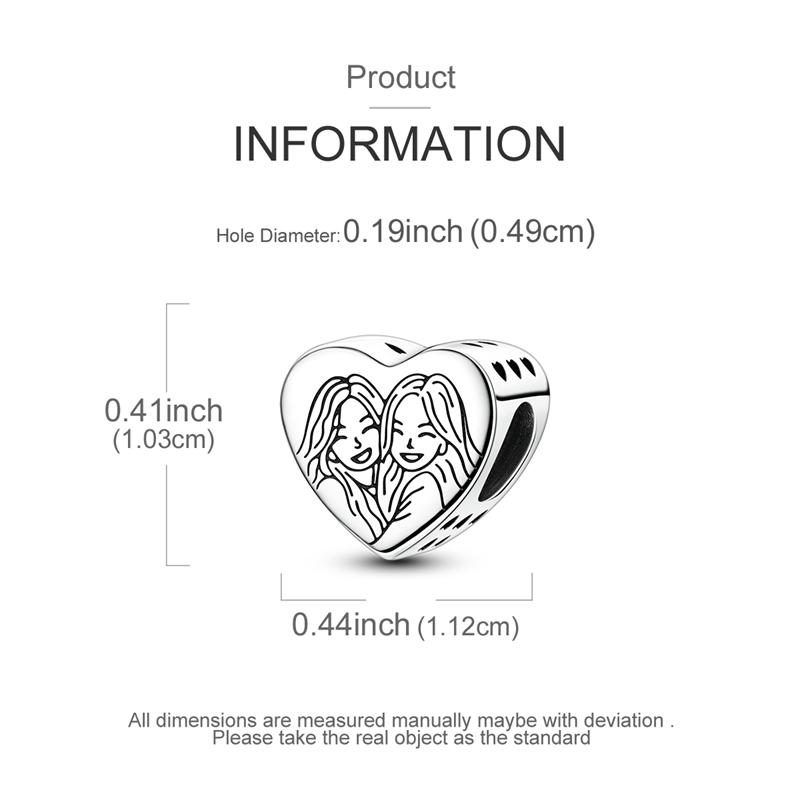 Sister'S Heart-Shaped Pendants Copper Original Beads Fit Original Charms Bracelet Beads Jewelry Gifts For Women